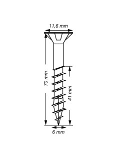Spax T-STAR MAIS cabeça fresada TORX T30 Aço inoxidável A2 6X70 roscado sobre 41 2