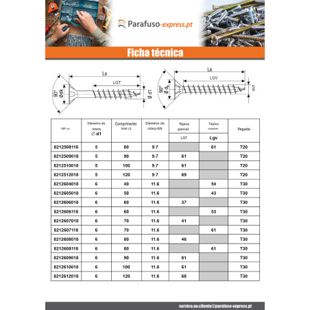 Spax T-STAR MAIS cabeça fresada TORX T15 Aço inoxidável A2 3,5 x 35 roscado sobre 23