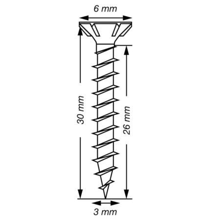 Spax T-STAR MAIS cabeça fresada TORX T10 Aço inoxidável A2 3x30 rosca total microparafusos