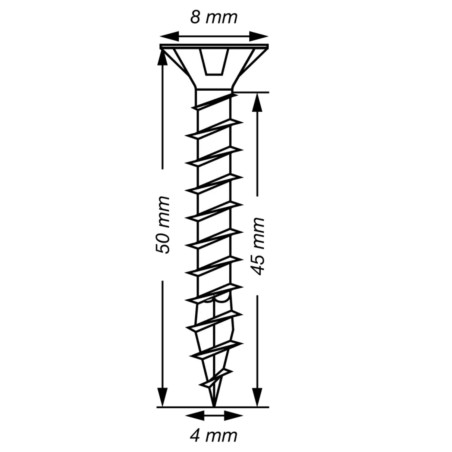 Spax T-STAR MAIS cabeça fresada TORX T20 Aço inoxidável A2 4X60 rosca total