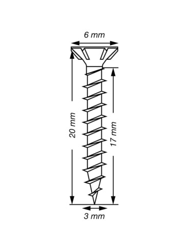 Spax T-STAR MAIS cabeça fresada TORX T10 Aço inoxidável A2 3X20 rosca total microparafusos
