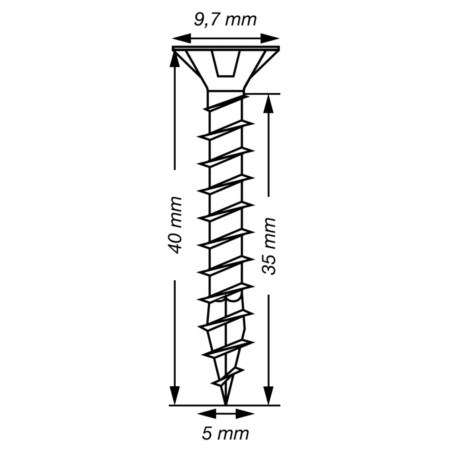Spax T-STAR MAIS cabeça fresada TORX T20 Aço inoxidável A2 5X40 rosca total