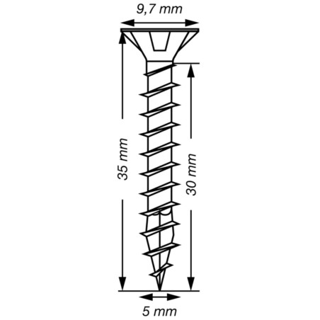 Spax T-STAR MAIS cabeça fresada TORX T20 Aço inoxidável A2 5X35 rosca total