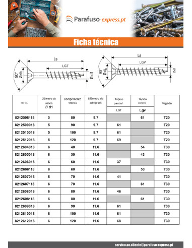 Spax T-STAR MAIS cabeça fresada TORX T20 Aço inoxidável A2 4,5X70 roscado sobre 42