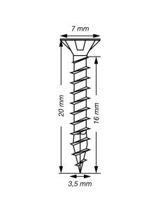 Spax T-STAR MAIS cabeça fresada TORX T15 Aço inoxidável A2 3,5 x 20 rosca total 2