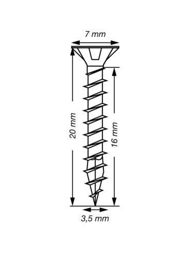 Spax T-STAR MAIS cabeça fresada TORX T15 Aço inoxidável A2 3,5 x 20 rosca total