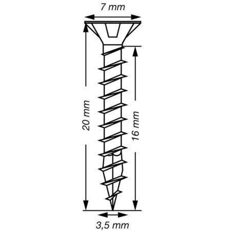 Spax T-STAR MAIS cabeça fresada TORX T15 Aço inoxidável A2 3,5 x 20 rosca total