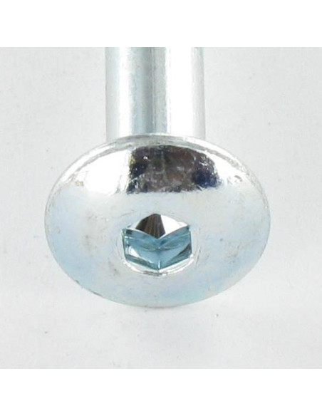 PARAFUSO cabeça de cogumelo chave de 4 M7X65 roscado sobre 12 passo de rosca de 100 Aço zinco branco