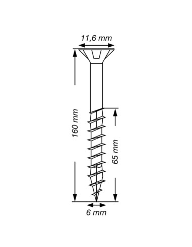Spax T-STAR MAIS cabeça fresada TORX T30 Aço inoxidável A2 6X160 roscado sobre 65
