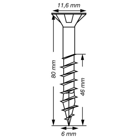 Spax T-STAR MAIS cabeça fresada TORX T30 Aço inoxidável A2 6X80 roscado sobre 46