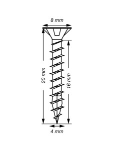 Spax T-STAR MAIS cabeça fresada TORX T20 Aço inoxidável A2 4X20 rosca total 2