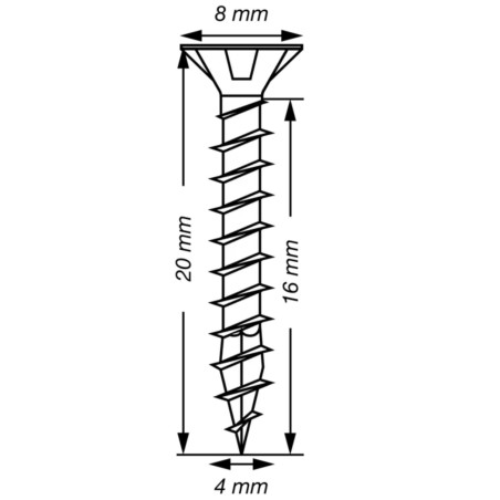 Spax T-STAR MAIS cabeça fresada TORX T20 Aço inoxidável A2 4X20 rosca total