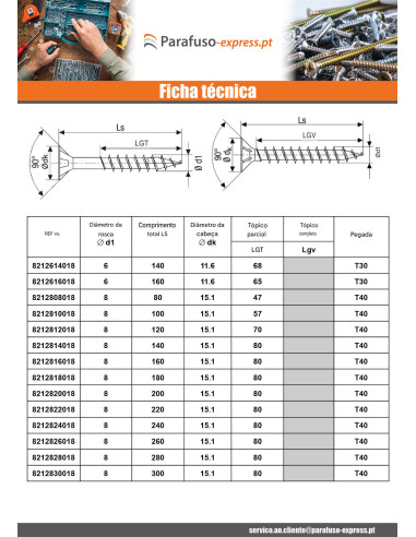 Spax T-STAR MAIS cabeça fresada TORX T10 Aço inoxidável A2 3X16 rosca total microparafusos