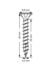 Spax T-STAR MAIS cabeça fresada TORX T20 Aço inoxidável A2 4,5 x 30 rosca total 2