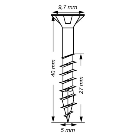 Spax T-STAR MAIS cabeça fresada TORX T20 Aço inoxidável A2 5X40 roscado sobre 27