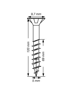 Spax T-STAR MAIS cabeça fresada TORX T20 Aço inoxidável A2 5X120 roscado sobre 69 2