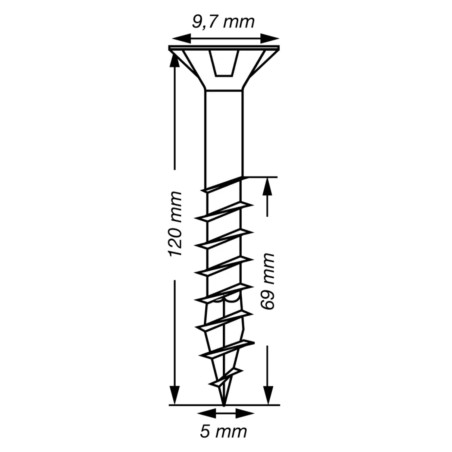 Spax T-STAR MAIS cabeça fresada TORX T20 Aço inoxidável A2 5X120 roscado sobre 69