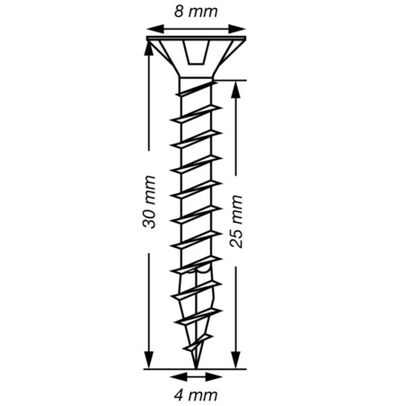 Spax T-STAR MAIS cabeça fresada TORX T20 Aço inoxidável A2 4X30 rosca total