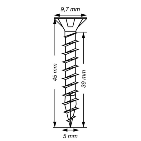 Spax T-STAR MAIS cabeça fresada TORX T20 Aço inoxidável A2 5X45 rosca total