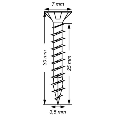 Spax T-STAR MAIS cabeça fresada TORX T15 Aço inoxidável A2 3,5 x 30 rosca total