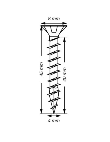 Spax T-STAR MAIS cabeça fresada TORX T20 Aço inoxidável A2 4X45 rosca total