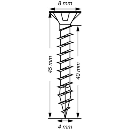 Spax T-STAR MAIS cabeça fresada TORX T20 Aço inoxidável A2 4X45 rosca total