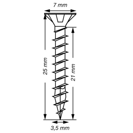 Spax T-STAR MAIS cabeça fresada TORX T15 Aço inoxidável A2 3,5 x 25 rosca total