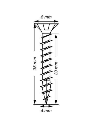 Spax T-STAR MAIS cabeça fresada TORX T20 Aço inoxidável A2 4X35 rosca total