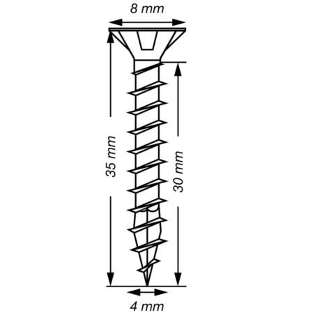 Spax T-STAR MAIS cabeça fresada TORX T20 Aço inoxidável A2 4X35 rosca total