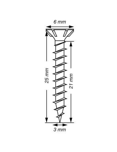 Spax T-STAR MAIS cabeça fresada TORX T10 Aço inoxidável A2 3X25 rosca total microparafusos