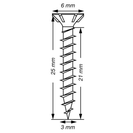 Spax T-STAR MAIS cabeça fresada TORX T10 Aço inoxidável A2 3X25 rosca total microparafusos