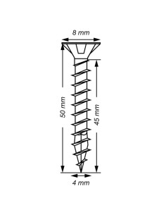 Spax T-STAR MAIS cabeça fresada TORX T20 Aço inoxidável A2 4X50 rosca total 2