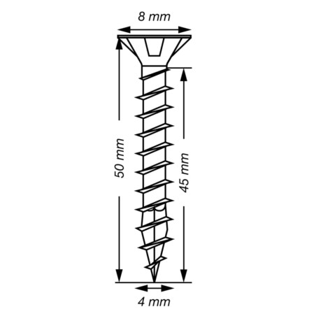 Spax T-STAR MAIS cabeça fresada TORX T20 Aço inoxidável A2 4X50 rosca total