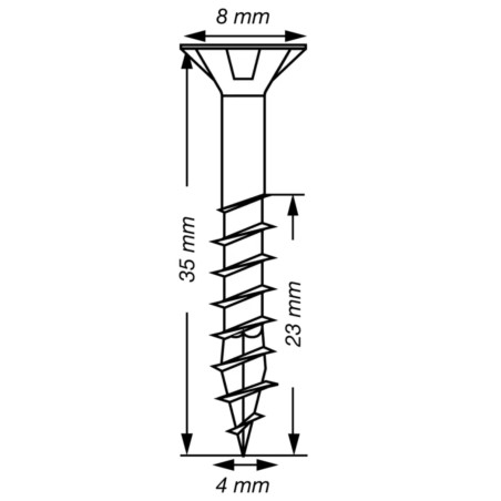 Spax T-STAR MAIS cabeça fresada TORX T20 Aço inoxidável A2 4X35 roscado sobre 23