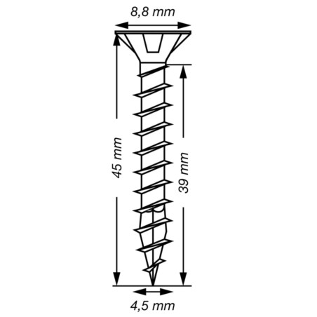 Spax T-STAR MAIS cabeça fresada TORX T20 Aço inoxidável A2 4,5X45 rosca total