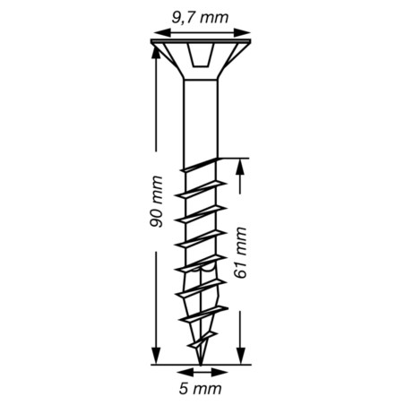 Spax T-STAR MAIS cabeça fresada TORX T20 Aço inoxidável A2 5X90 roscado sobre 61