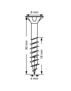 Spax T-STAR MAIS cabeça fresada TORX T20 Aço inoxidável A2 4X30 roscado sobre 18 2