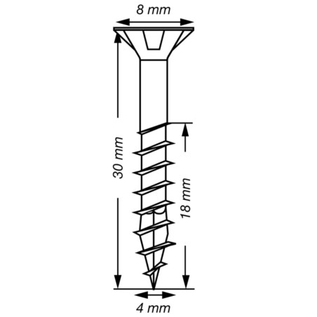 Spax T-STAR MAIS cabeça fresada TORX T20 Aço inoxidável A2 4X30 roscado sobre 18