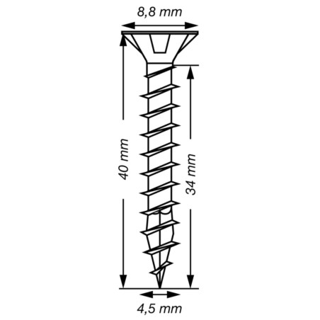 Spax T-STAR MAIS cabeça fresada TORX T20 Aço inoxidável A2 4,5X40 rosca total