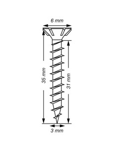 Spax T-STAR MAIS cabeça fresada TORX T10 Aço inoxidável A2 3X35 rosca total microparafusos 2