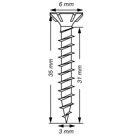 Spax T-STAR MAIS cabeça fresada TORX T10 Aço inoxidável A2 3X35 rosca total microparafusos
