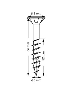 Spax T-STAR MAIS cabeça fresada TORX T20 Aço inoxidável A2 4,5X50 roscado sobre 32 2