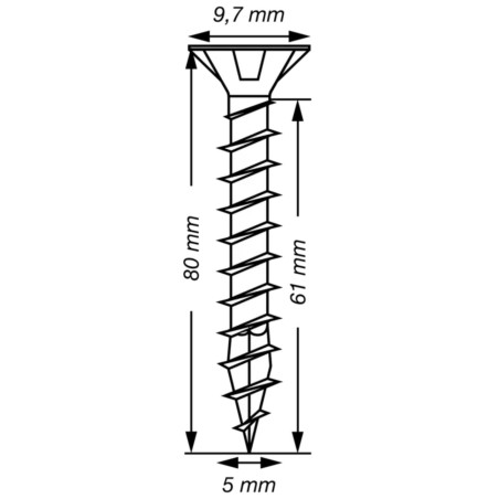 Spax T-STAR MAIS cabeça fresada TORX T20 Aço inoxidável A2 5X80 rosca total
