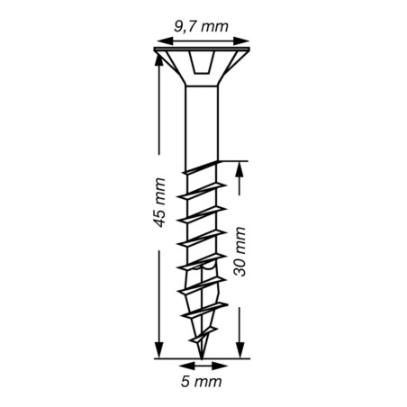 Spax T-STAR MAIS cabeça fresada TORX T20 Aço inoxidável A2 5X45 roscado sobre 30