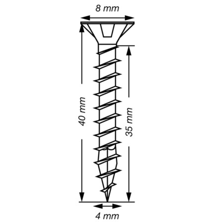 Spax T-STAR MAIS cabeça fresada TORX T20 Aço inoxidável A2 4X40 rosca total
