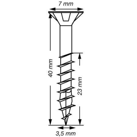 Spax T-STAR MAIS cabeça fresada TORX T15 Aço inoxidável A2 3,5 x 40 roscado sobre 23