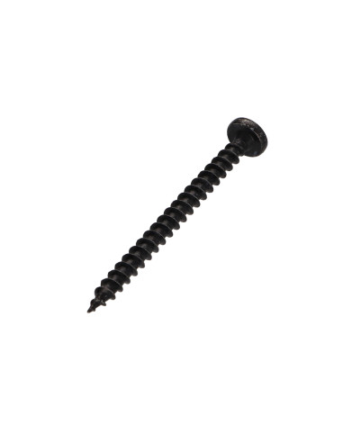 Parafuso de madeira aglomerado cabeça redonda Pozi PZ6 5X60 Aço zinco preto