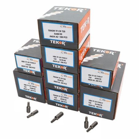 TEKOR PACOTE PRÓ 1800 PARAFUSO cabeça fresada dentado TORX Aço inoxidável A2