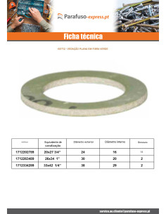 Junta plana de fibra verde 26x34 (1") X2 - Parafuso Express 2
