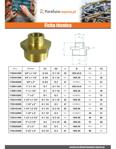 Figura do mamilo reduzida 245 Masculino / Masculino 15x21 (1/2") X 60x70 (2"1/4) Bronze